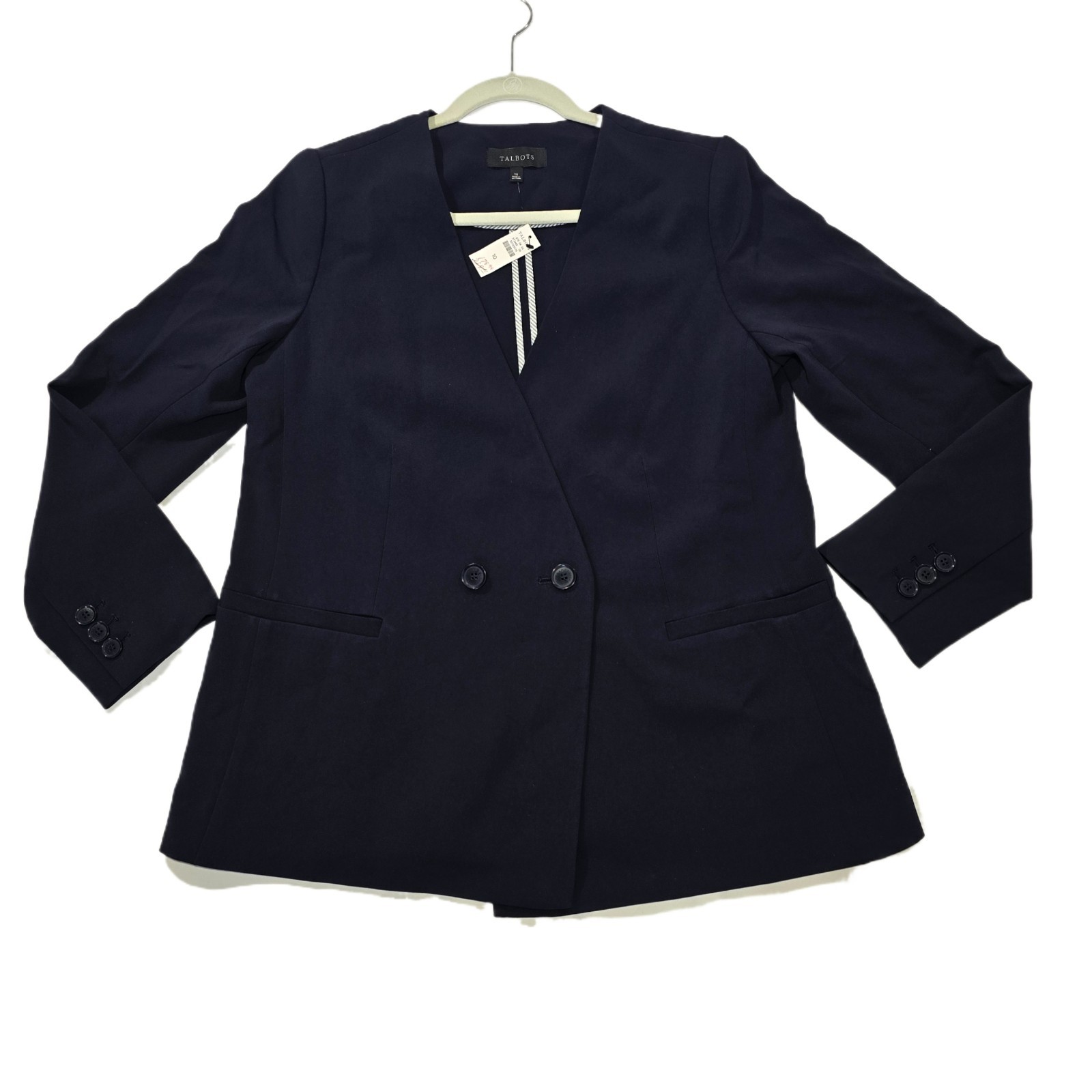 Talbots Women’s Easy Travel Collarless Blazer Navy Size 10 NWT