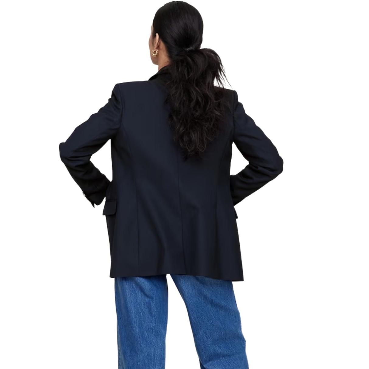 Banana Republic Women’s Captain’s Blazer Navy Blue Size 10 Wool Blend | NEW