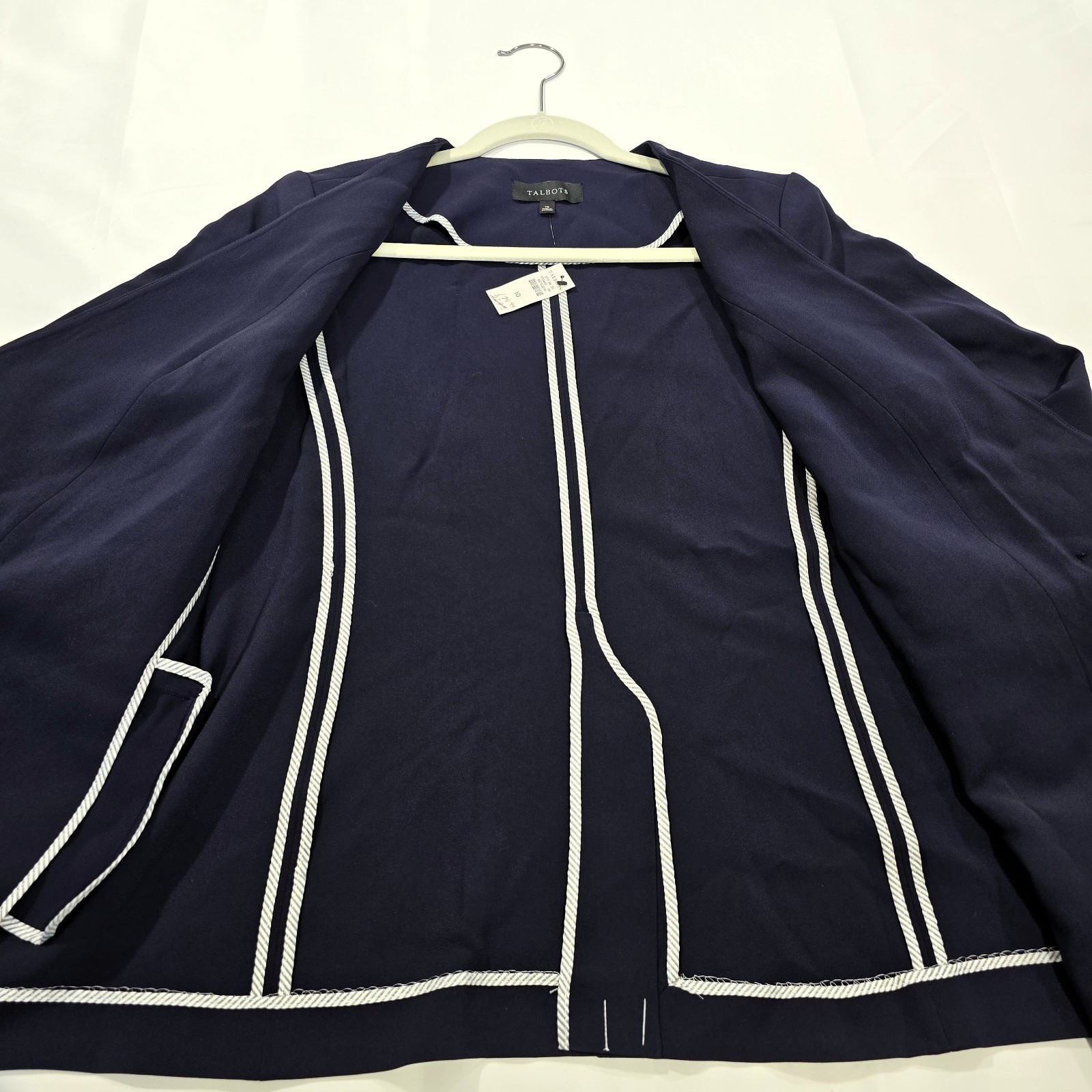 Talbots Women’s Easy Travel Collarless Blazer Navy Size 10 NWT