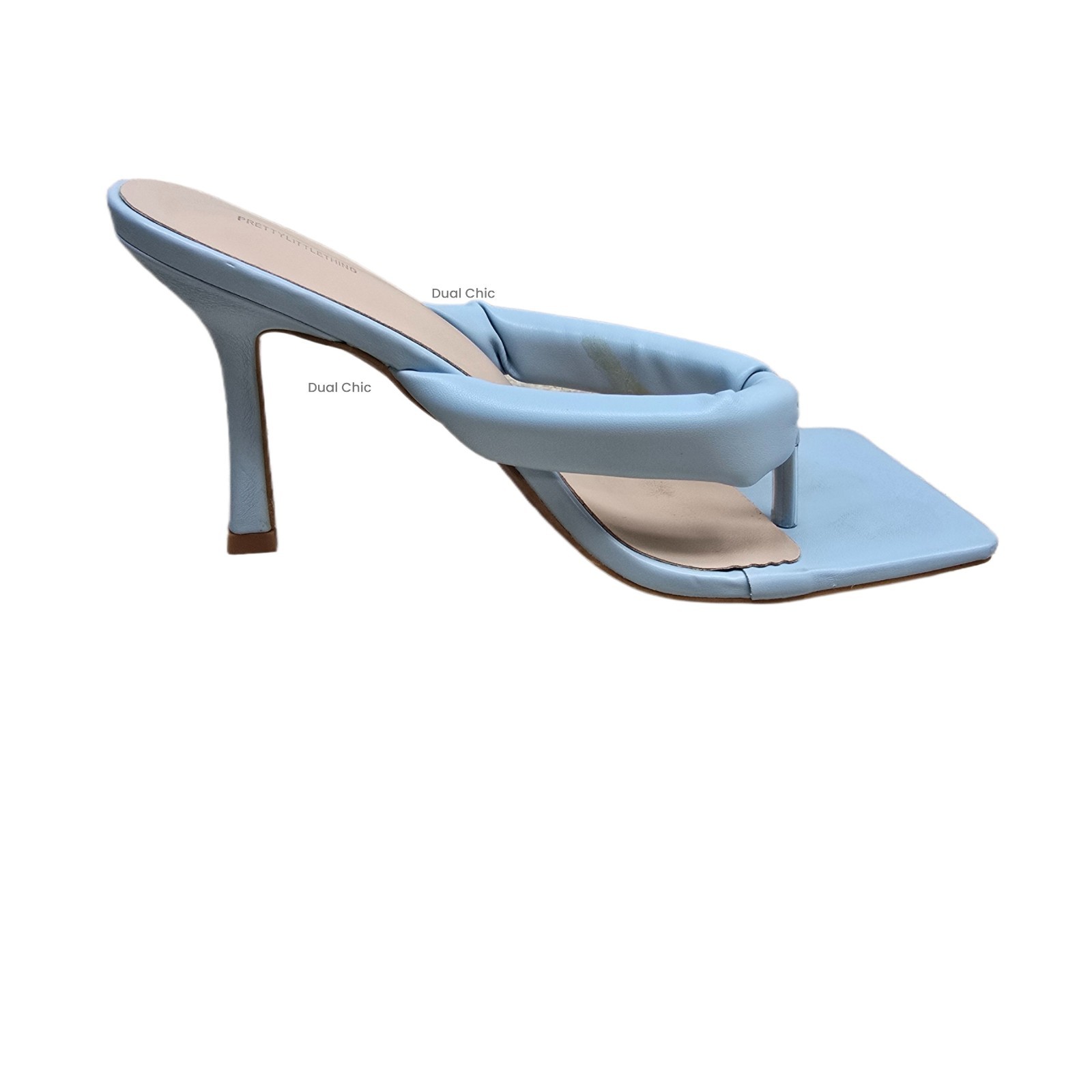 PrettyLittleThing Women's Blue Square Toe Thong Mid Heel Sandals US 8 – New - NewOther