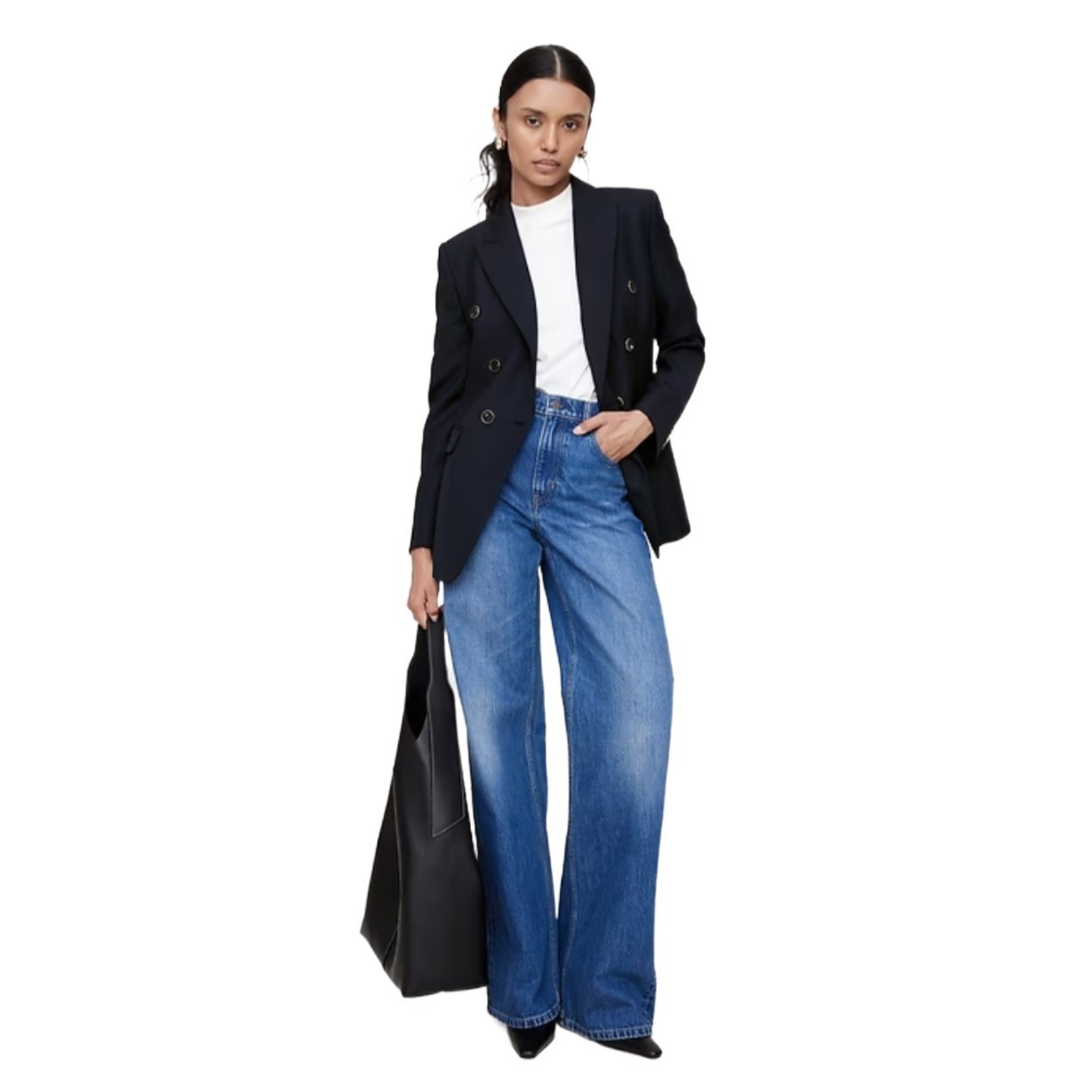 Banana Republic Women’s Captain’s Blazer Navy Blue Size 10 Wool Blend | NEW