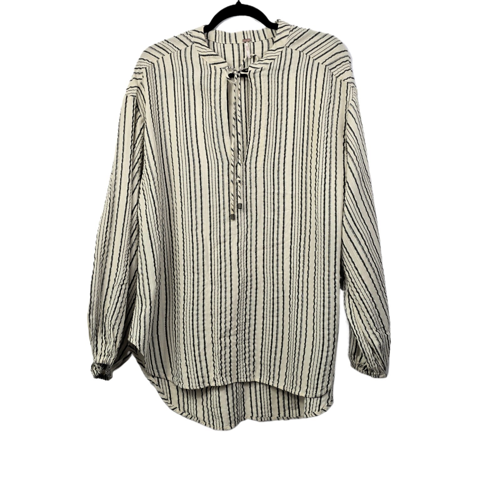 Free People Striped Bishop-Sleeve Tunic Blouse S – Boho Chic, All-Seasons