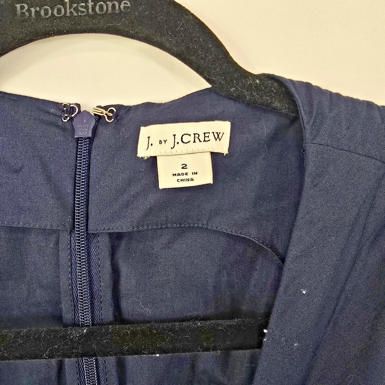 J Crew Women’s Wrap-Top Shirtdress Navy Organic Cotton Midi Dress Size 2