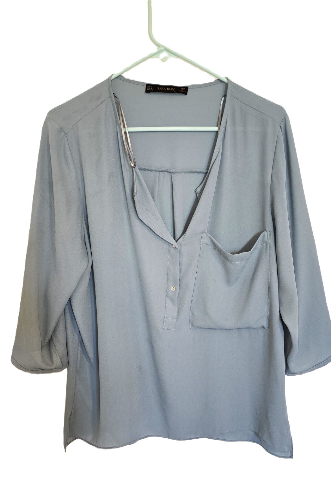 Zara Basics Women’s Blouse Aqua Size L – Effortlessly Chic!