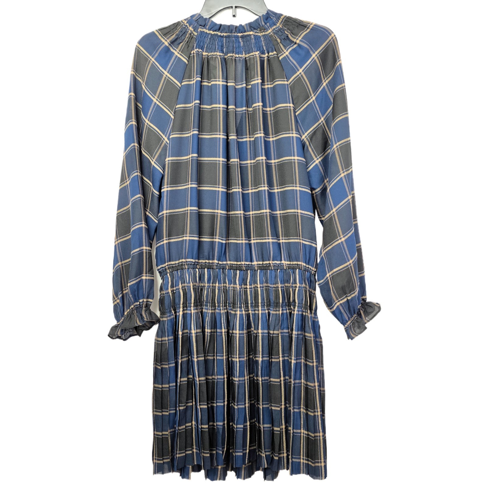 Current Air Black & Navy Plaid Ruffled Chiffon Mini Dress, Size S