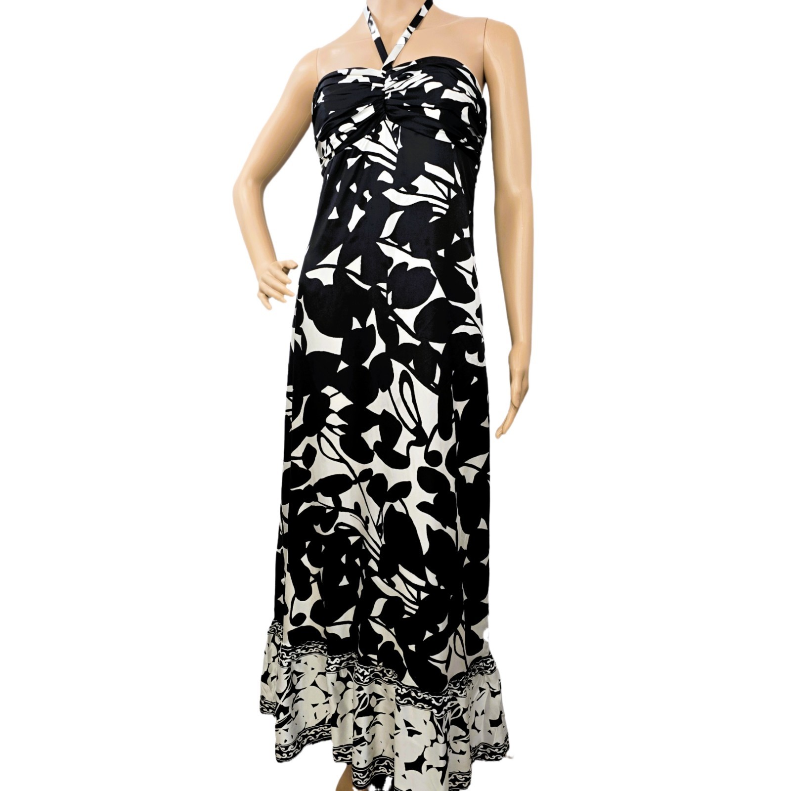 White House Black Market NWT Maxi Dress Size 2 Halter Sleeveless Floral