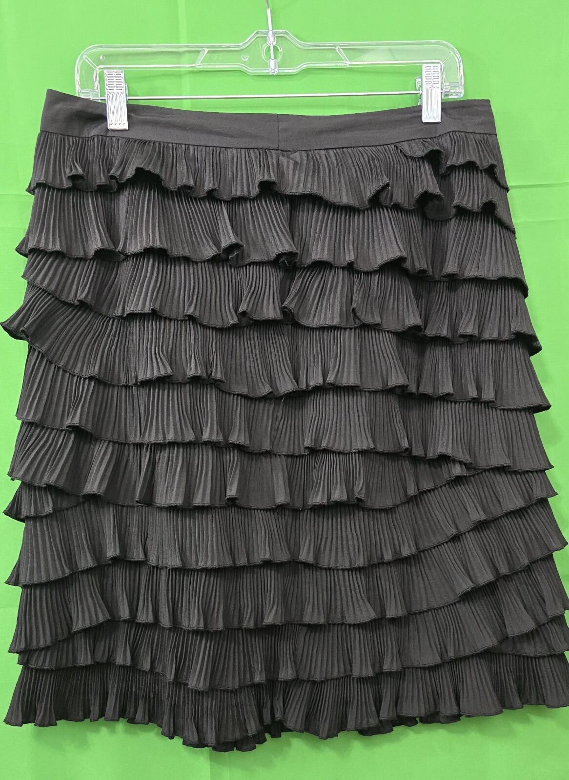 GRACIA Tiered Pleated Ruffles Knee-Length Skirt – Black – Size L