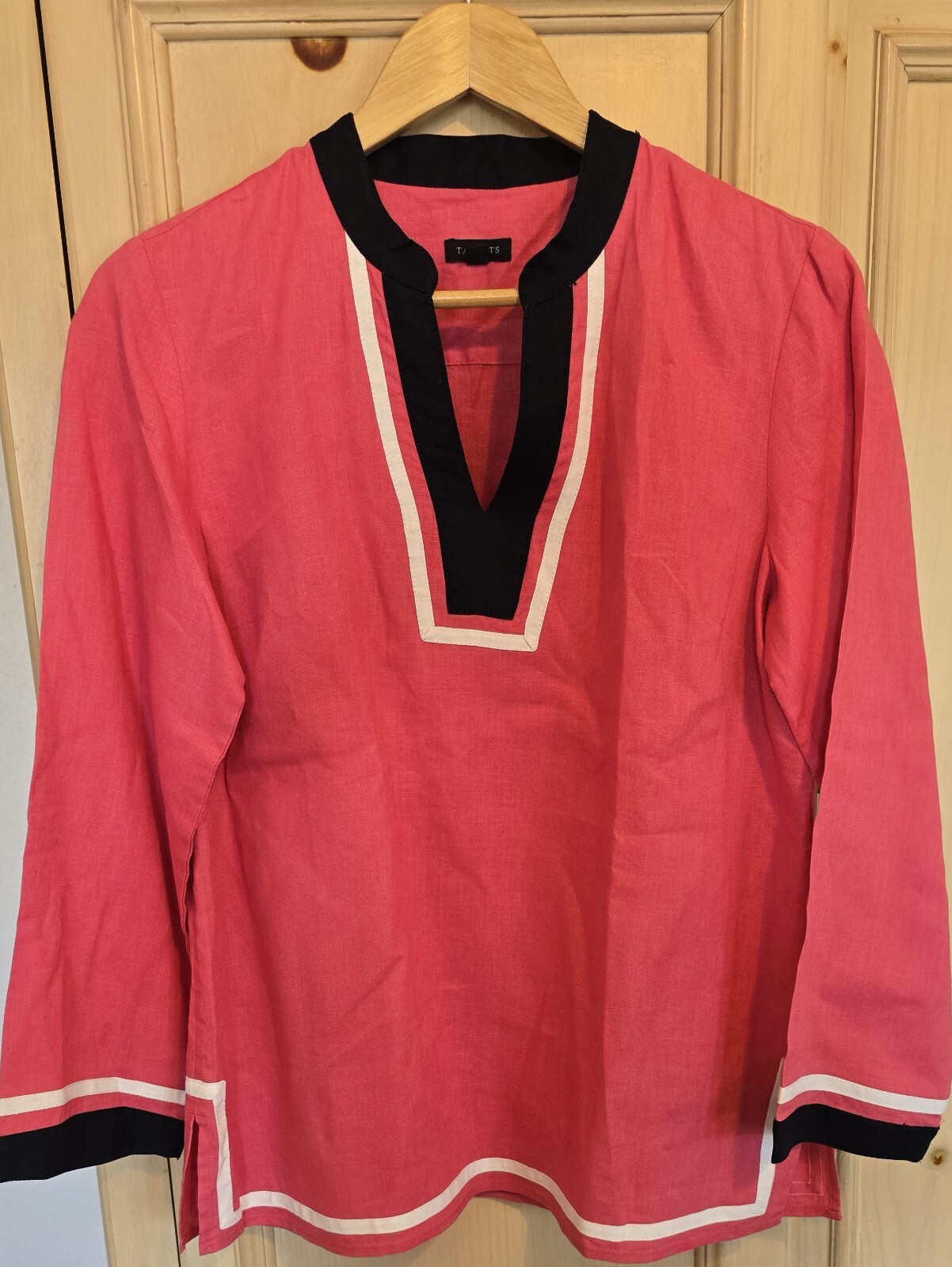 Talbots Women's Nautical Tunic - Size S | 100% Linen | Salmon Pink