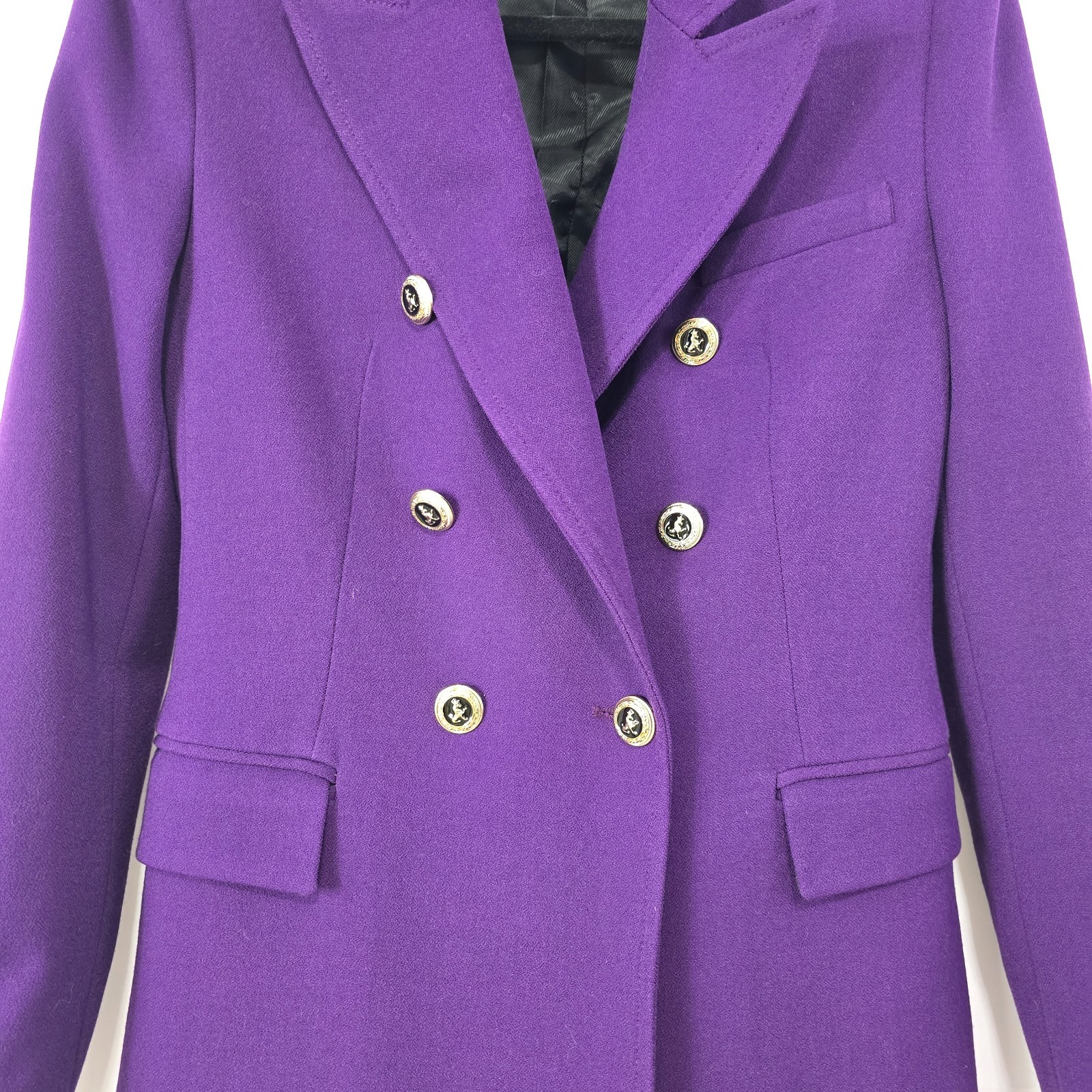 Zara Purple Double-Breasted Blazer Gold Buttons | Women’s Size S - PreOwnedExcellent