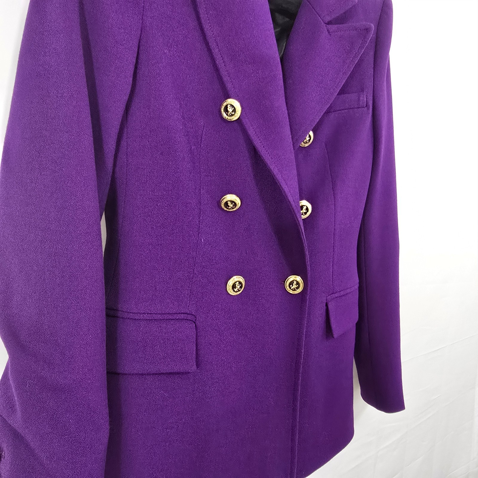Zara Purple Double-Breasted Blazer Gold Buttons | Women’s Size S - PreOwnedExcellent