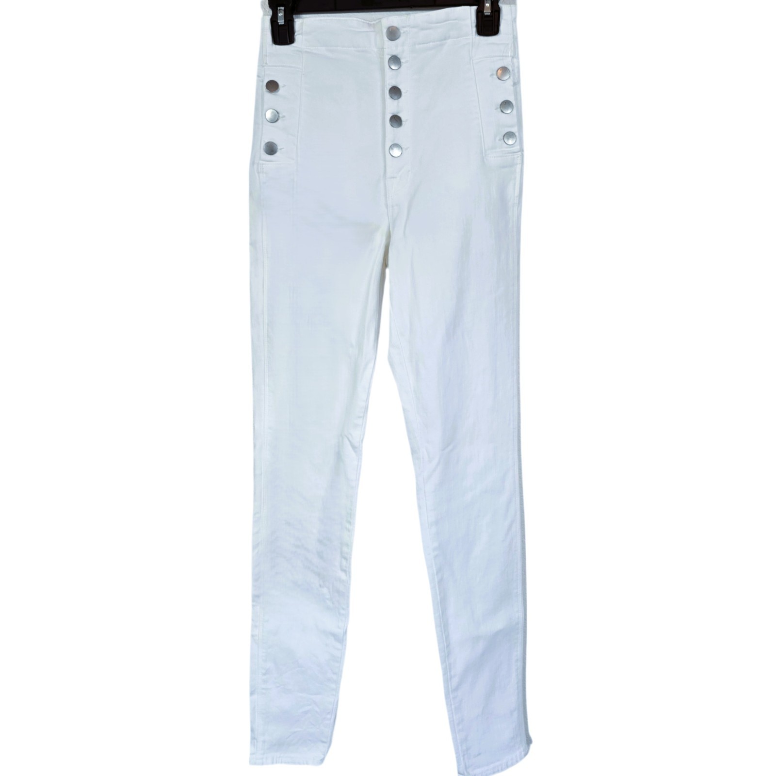 J Brand Natasha Sz 27 White High Rise Skinny Jeans Button Fly USA