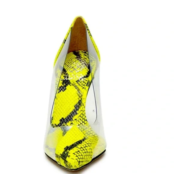 Vince Camuto Poised Snakeskin Clear Panel Pointed Toe Pumps – Size 8.5