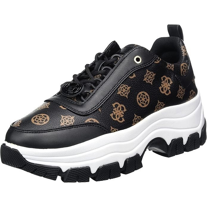 GUESS Women’s Bria Chunky Logo Sneaker Size 8 Black 4G Monogram Platform