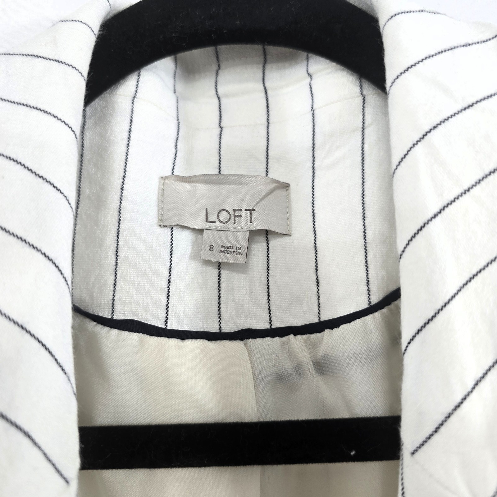 LOFT Linen Blend Blazer & Shorts 2 Pc Set Women’s 8/4 Pinstripe White