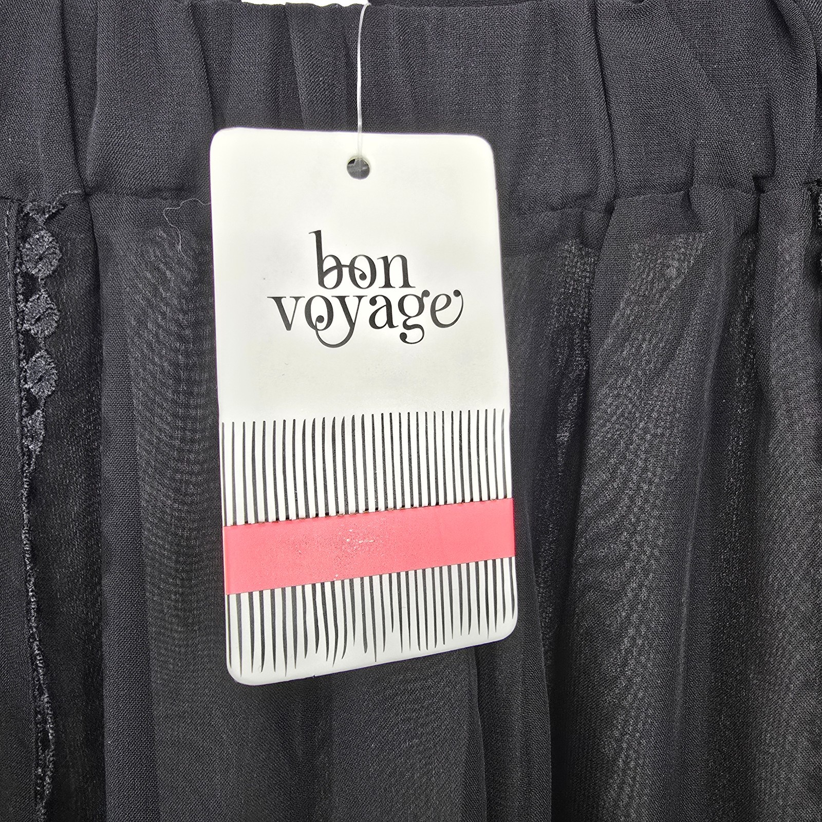 Bon Voyage NWT M Black Chiffon Sheer Swim Cover-Up Pants Pull-On Resort Wear