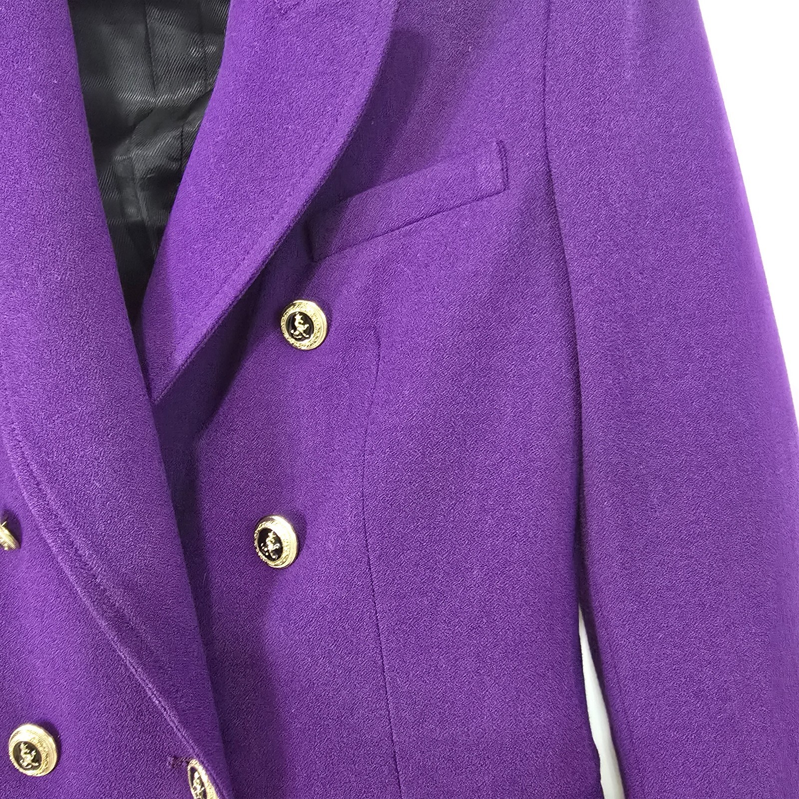 Zara Purple Double-Breasted Blazer Gold Buttons | Women’s Size S - PreOwnedExcellent