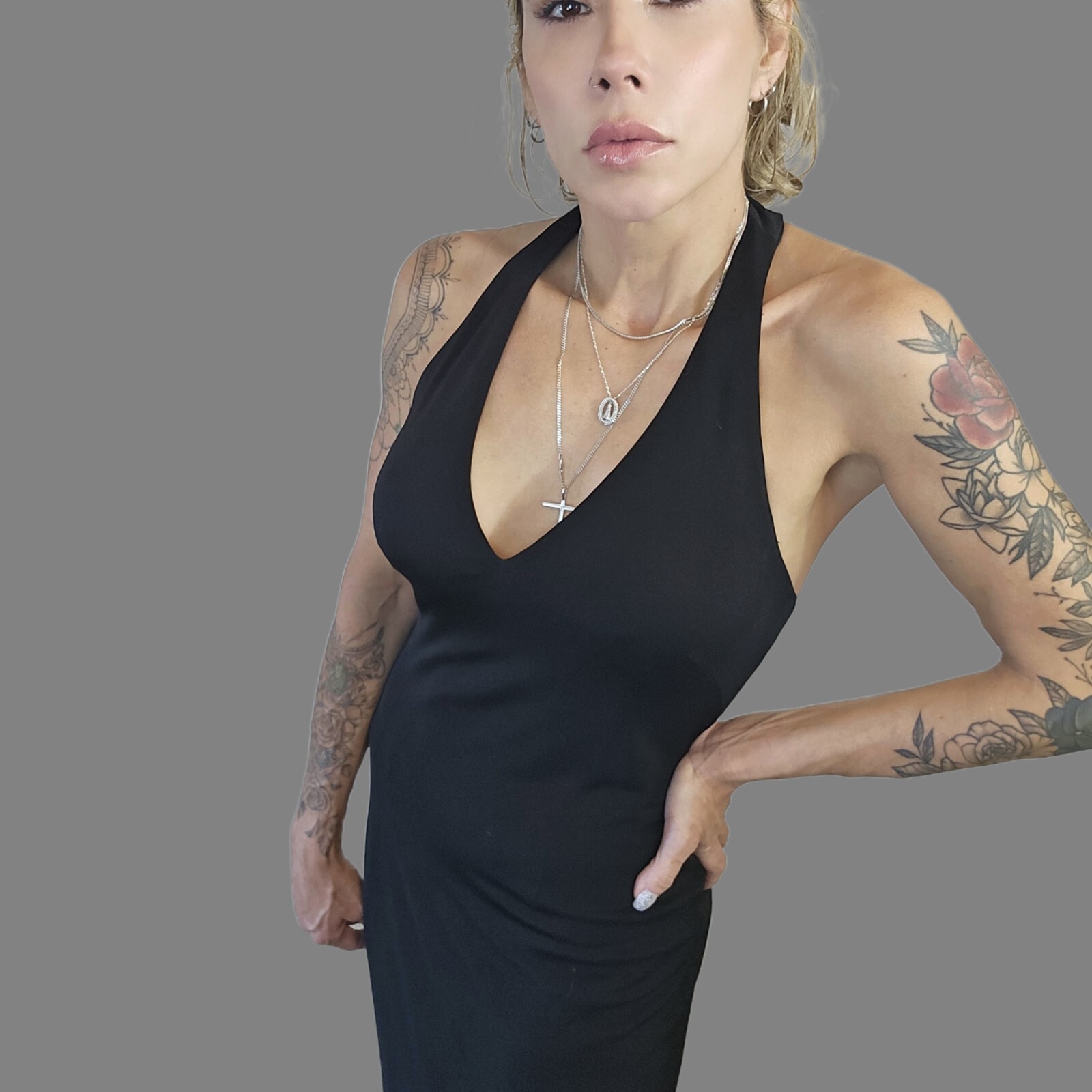 David Meister Women's Dress - Size 6 - Black - Sleeveless Halter with Low Back