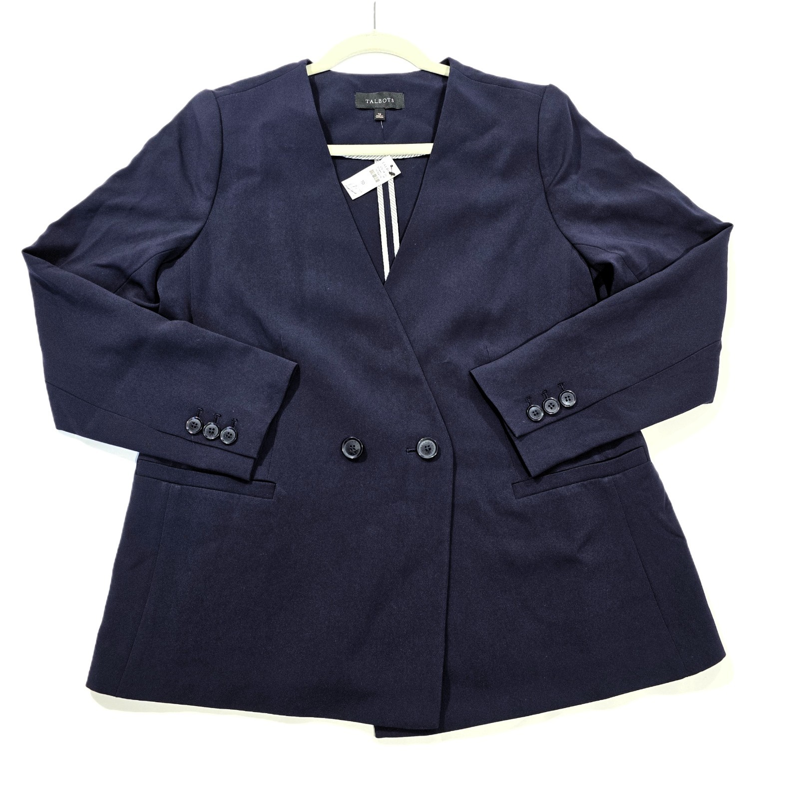 Talbots Women’s Easy Travel Collarless Blazer Navy Size 10 NWT