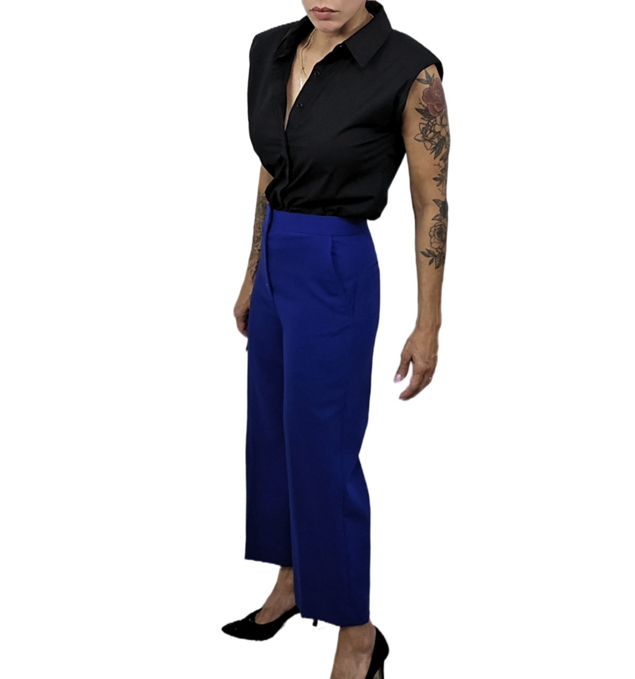 COS Women’s Blue Wool Blend Cropped Ankle Pants Size 6 – Tailored Pockets