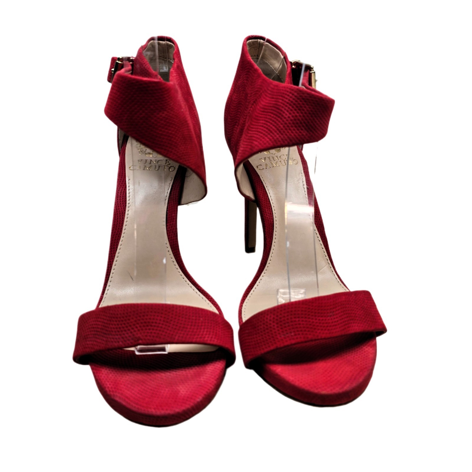 Vince Camuto Red Faux Suede Ankle Cuff Stiletto Heels – US 7.5 M